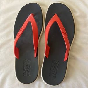 Mens Ferragamo flip flops.